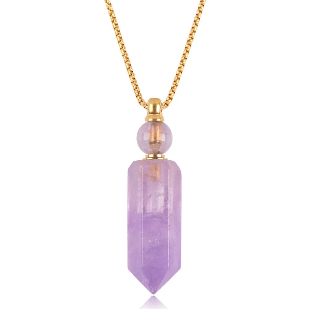 Elisa Natural Stone Perfume Bottle Necklace